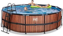 Kruhové bazény - Bazén s pískovou filtrací Wood pool Exit Toys kruhový ocelová konstrukce 450*122 cm hnědý od 6 let_0