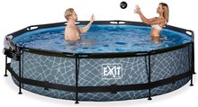 Kruhové bazény - Bazén s krytem a filtrací Stone pool Exit Toys kruhový ocelová konstrukce 360*76 cm šedý od 6 let_1