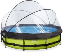 Piscină cu prelată și filtrare Lime pool green Exit Toys construcție rotundă din metal 360*76 cm verde de la 6 ani