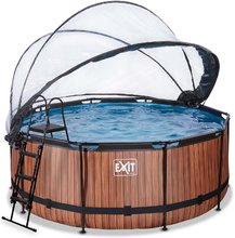 Kruhové bazény - Bazén s krytem a pískovou filtrací Wood pool Exit Toys kruhový ocelová konstrukce 360*122 cm hnědý od 6 let_2
