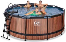 Kruhové bazény - Bazén s krytem a pískovou filtrací Wood pool Exit Toys kruhový ocelová konstrukce 360*122 cm hnědý od 6 let_1