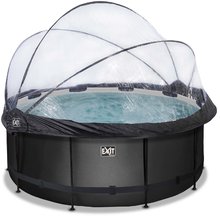 Piscină cu prelată și filtrare pentru nisip Black Leather pool Exit Toys construcție rotundă metalică 360*122 cm neagră de la 6 ani ET30471220