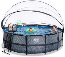 Kruhové bazény - Bazén s krytem a pískovou filtrací Stone pool Exit Toys kruhový ocelová konstrukce 450*122 cm šedý od 6 let_0