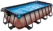 Obdélníkové bazény  - Bazén s krytem, pískovou filtrací a tepelným čerpadlem Wood pool Exit Toys ocelová konstrukce 400*200*100 cm hnědý od 6 let_2