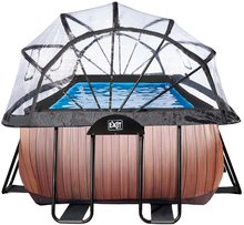 Obdélníkové bazény  - Bazén s krytem, pískovou filtrací a tepelným čerpadlem Wood pool Exit Toys ocelová konstrukce 400*200*100 cm hnědý od 6 let_3