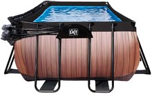 Obdélníkové bazény  - Bazén s krytem, pískovou filtrací a tepelným čerpadlem Wood pool Exit Toys ocelová konstrukce 400*200*100 cm hnědý od 6 let_1