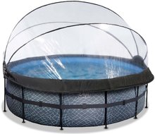 Kruhové bazény - Bazén s krytem pískovou filtrací a tepelným čerpadlem Stone pool Exit Toys kruhový ocelová konstrukce 427*122 cm šedý od 6 let_2