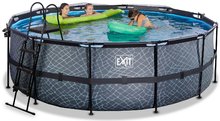 Kruhové bazény - Bazén s krytem pískovou filtrací a tepelným čerpadlem Stone pool Exit Toys kruhový ocelová konstrukce 427*122 cm šedý od 6 let_1