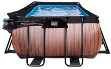 Obdélníkové bazény  - Bazén s krytem pískovou filtrací a tepelným čerpadlem Wood pool Exit Toys ocelová konstrukce 540*250*122 cm hnědý od 6 let_0