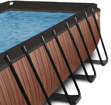 Obdélníkové bazény  - Bazén s krytem pískovou filtrací a tepelným čerpadlem Wood pool Exit Toys ocelová konstrukce 540*250*122 cm hnědý od 6 let_1