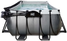 Obdélníkové bazény  - Bazén s krytem pískovou filtrací a tepelným čerpadlem Black Leather pool Exit Toys ocelová konstrukce 540*250*122 cm černý od 6 let_1