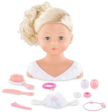 Puppenzubehör - Frisierkopf zum Kämmen Styling Head Corolle mit schön weichem blondem Haar 25 cm und 10 Accessoires_0