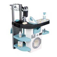 Waschmaschinen für Kinder - Set Wäscherei mit Frontlader-Waschmaschine und Küche Loft Rowenta Wash&Clean Laundry Smoby mit einem elektrischen Staubsauger mit Geräuschen und Lebensmitteln_0