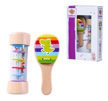 Instruments de musique pour enfants - Instruments de musique en bois Music Set Rattle Eichhorn hochet avec effet de pluie et castagnettes à partir de 24 mois_0