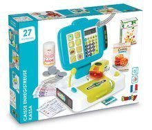 Obchody pre deti - Pokladňa Mini Shop Smoby elektronická s čítačkou kódov a 27 doplnkami tyrkysová_1