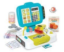Obchody pro děti - Pokladna Mini Shop Smoby elektronická s čtečkou kódů a 27 doplňky tyrkysová_2