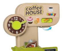 Obchody pro děti - Kavárna s Espresso kávovarem Coffee House Smoby s elektronickou pokladnou, skenerem a 57 doplňků_0