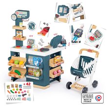 Obchody pre deti - Obchod elektronický s váhou Super Market Smoby s pokladňou skenerom a vozíkom 42 doplnkov výška 90 cm_1