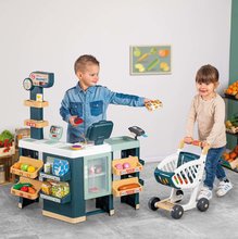 Obchody pre deti - Obchod elektronický zmiešaný tovar s chladničkou Maxi Market Smoby s pokladňou váhou skenerom a 50 doplnkov 90 cm výška_2