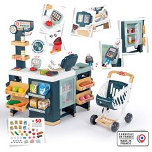 Obchody pre deti - Obchod elektronický zmiešaný tovar s chladničkou Maxi Market Smoby s pokladňou váhou skenerom a 50 doplnkov 90 cm výška_1