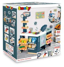 Obchody pre deti - Obchod elektronický zmiešaný tovar s chladničkou Maxi Market Smoby s pokladňou váhou skenerom a 50 doplnkov 90 cm výška_0