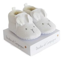 Prvé papučky pre bábätko Baby Socks White Doudou et Compagnie v darčekovom balení biele od 0-6 mes