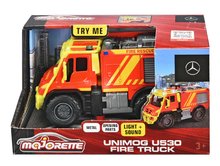 Lastwagen - Feuerwehrauto Unimog U530 Fire Truck Majorette mit Sound und Licht, mit gummierten Rädern, Länge 14 cm_0