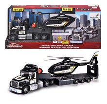 Voitures - Camion avec remorque et hélicoptère de police Mack Truck Police Helicopter Majorette avec le son et la lumière, avec des roues en caoutchouc, longueur 35 cm_0