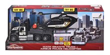 Autíčka  - Tahač s přívěsem a policejní helikoptéra Mack Truck Police Helicopter Majorette se zvukem a světlem s gumovými kolečky délka 35 cm_1