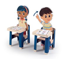 Školské tabule - Školská lavica so žiakmi Classroom Smoby dva stoly a dve deti s pohyblivými rukami_0