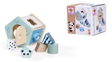 Dřevěné didaktické hračky - Dřevěný didaktický domeček Shape Box Panda Eichhorn se 6 vkládacími kostkami od 12 měsíců_0