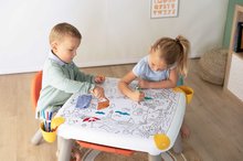 Školní lavice - Kreativní stůl pro děti na kreslení Kid Creative Table Smoby s 3 odkládacími prostory 11 doplňků s fixkami a obrázky 70*70*47 cm od 24 měsíců_2