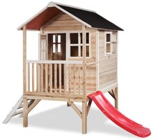 Dřevěné domečky - Domeček cedrový na pilířích Loft 300 Natural Exit Toys s voděodolnou střechou a skluzavkou přírodní_0