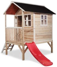 Dřevěné domečky - Domeček cedrový na pilířích Loft 300 Natural Exit Toys s voděodolnou střechou a skluzavkou přírodní_1