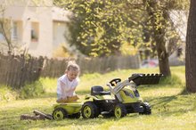 Detské šliapacie vozidlá - Traktor na šľapanie s nakladačom a príves Farmer Max Green Tractor+Trailer Smoby zelený s polohovateľným sedadlom a so zvukom 169 cm_2