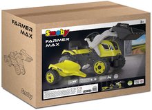 Detské šliapacie vozidlá - Traktor na šľapanie s nakladačom a príves Farmer Max Green Tractor+Trailer Smoby zelený s polohovateľným sedadlom a so zvukom 169 cm_13
