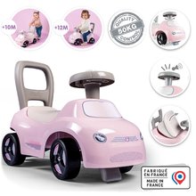 Rutschfahrzeuge ab 10 Monaten - Das sportliche Rutschauto und die Lauflernhilfe mit Sound 2in1 Auto Ride On Pink Smoby Rosa mit drehbaren Rädern und Stauraum unter dem Sitz ab 10 Monaten_0