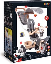 Tříkolky od 10 měsíců - Tříkolka a kočárek v jednom s vysokou opěrkou Mickey Disney Baby Balade Plus Tricycle Smoby s brzdou a EVA koly od 10 měsíců_1