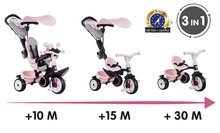 Tříkolky od 10 měsíců - Tříkolka a kočárek v jednom s brzdou Baby Driver Plus Pink Smoby s EVA koly a intuitivním ovládáním růžová od 10 měsíců_5