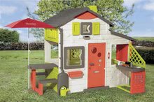 Domečky pro děti - Domeček Přátel s kuchyňkou prostorný Neo Friends House Smoby rozšiřitelný 2 dveře 6 oken a piknik stolek 172 cm výška s UV filtrem_12