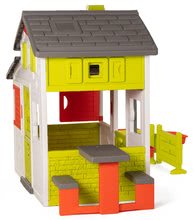 Domečky pro děti - Domeček Přátel s kuchyňkou prostorný Neo Friends House Smoby rozšiřitelný 2 dveře 6 oken a piknik stolek 172 cm výška s UV filtrem_3