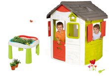 Set căsuţă Neo Jura Lodge Smoby cu două uşi şi măsuţă Grădinar De Jardinage de la 24 luni