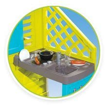 Domečky pro děti - Domeček Pretty Blue Smoby s letní kuchyňkou a zasouvací okenicí od 24 měsíců_3