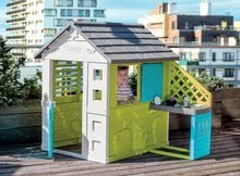 Domečky pro děti - Domeček Pretty Blue Smoby s letní kuchyňkou a zasouvací okenicí od 24 měsíců_1