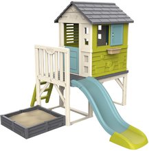 Rutschen mit Spielhaus - Set Rutsche und Spielhaus auf Säulen Toboggan Super Megagliss 2-in-1 Smoby mit einem Sandkasten und einer Rutsche_1