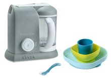 Dampfgarer- und Mixer-Set Babycook® Solo Beaba + Geschenk - 4-teiliges graues Esszimmerset Silicone meal ab 0 Monaten