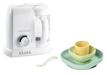 Set parní vařič a mixér Babycook® Solo white silver Beaba + dárek jídelní souprava Silicone meal 4dílná od 0 měsíců