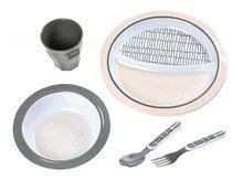 Jídelní souprava pro děti Beaba Pink Grid Gift Meal set v dárkovém balení růžová od 4 měsíců