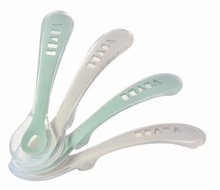 Ergonomiczne łyżeczki 2nd Age Silicone Spoons Beaba Velvet Grey & Sage Green z silikonu na osobne jedzenie 4 sztuki od 8 miesięcy