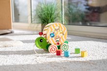 Dřevěné didaktické hračky - Dřevěný didaktický šneček na tahání Color Pull along Stacking Animal Eichhorn 4 vkládací kostky od 12 měsíců_1